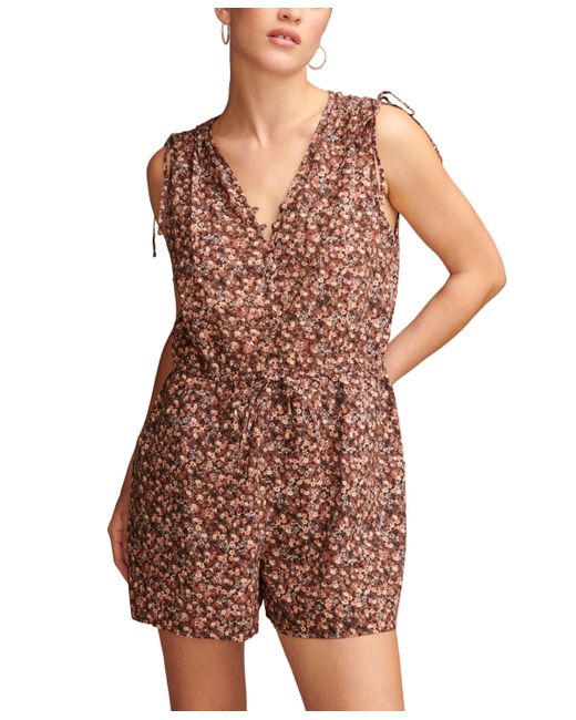 Lucky Brand Cotton Floral-Print Cinched Romper