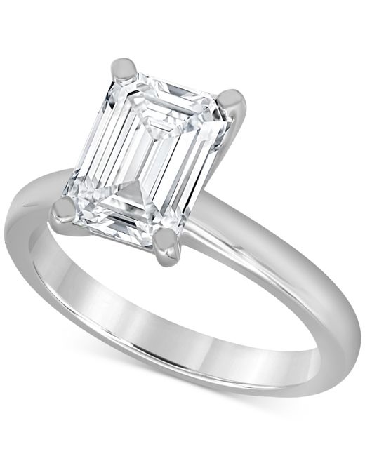 Badgley Mischka Certified Lab Grown Emerald-Cut Solitaire Engagement Ring 3 ct. t.w. 14k Gold