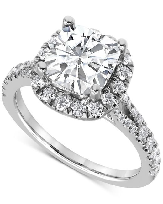 Badgley Mischka Certified Lab Grown Diamond Cushion Halo Engagement Ring 3 ct. t.w. 14k Gold