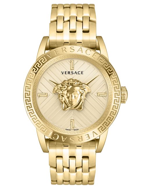 Versace Swiss V-Code Gold Ion Plated Bracelet Watch 43mm