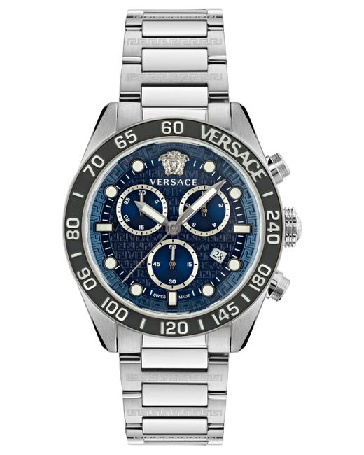 Versace Swiss Chronograph Greca Dome Bracelet Watch 43mm