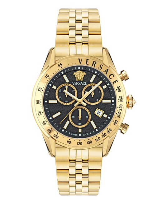 Versace Swiss Chronograph Ion Plated Stainless Steel Bracelet Watch 44mm