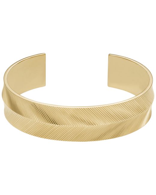 Fossil Harlow Linear Texture Tone Stainless Steel Cuff Bracelet