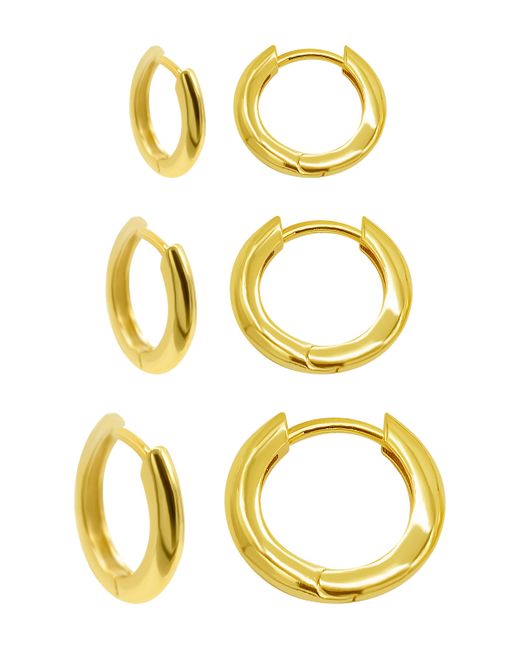 Adornia 14K Plated 3-Huggie Hoop Earrings Set