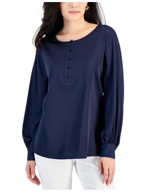Jm Collection Petite Satin Button-Up Blouse Created for
