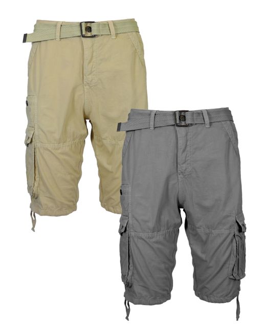 Blu Rock Vintage-Like Cotton Cargo Belted Shorts Pack of 2