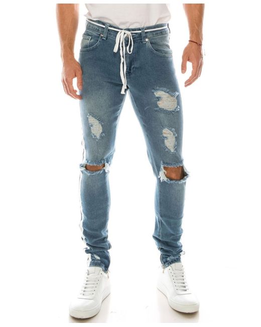 Ron Tomson Modern Skinny Fit Distressed Track Jeans