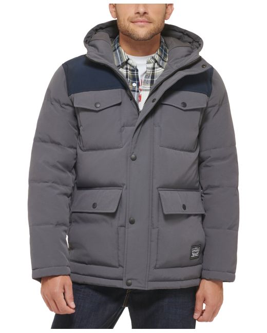 Levi's Quilted Four Pocket Parka Hoody Jacket Navy