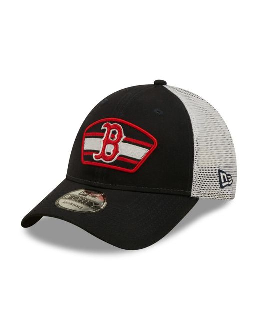 New Era White Boston Red Sox Logo Patch 9FORTY Trucker Snapback Hat