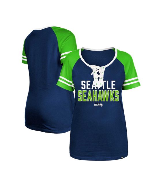 New Era Seattle Seahawks Raglan Lace-Up T-shirt