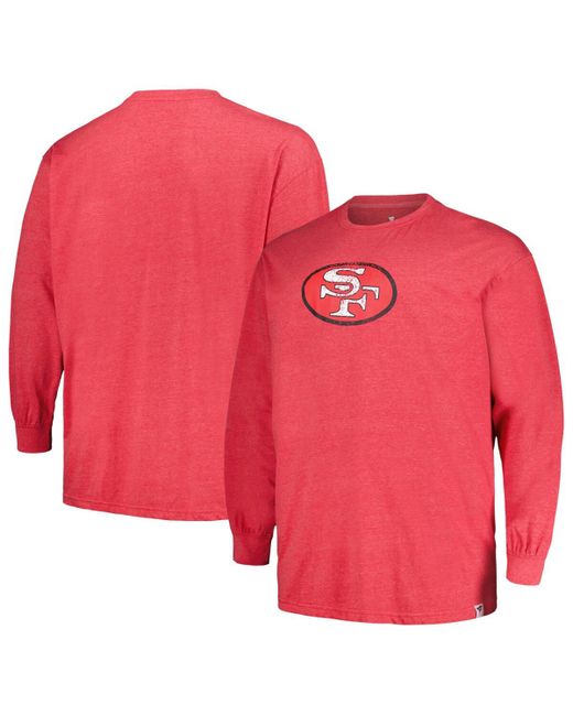 Profile Heather Distressed San Francisco 49ers Big and Tall Throwback Long Sleeve T-shirt