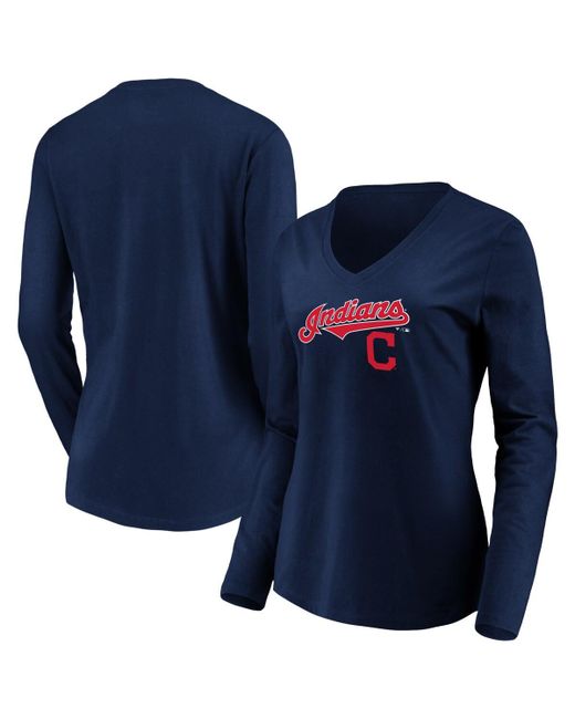 Fanatics Cleveland Indians Core Team Lockup Long Sleeve V-Neck T-shirt