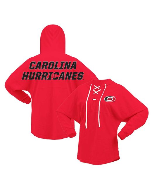 Fanatics Carolina Hurricanes Jersey Lace-Up V-Neck Long Sleeve Hoodie T-shirt