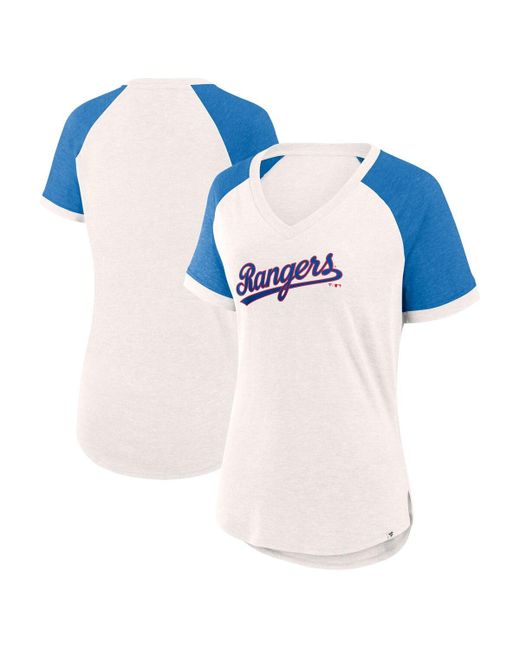 Fanatics Royal Texas Rangers For the Team Slub Raglan V-Neck Jersey T-shirt
