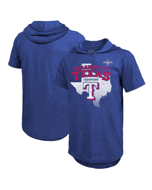 Majestic Threads Texas Rangers 2023 World Series Champions Tri-Blend Hoodie T-shirt