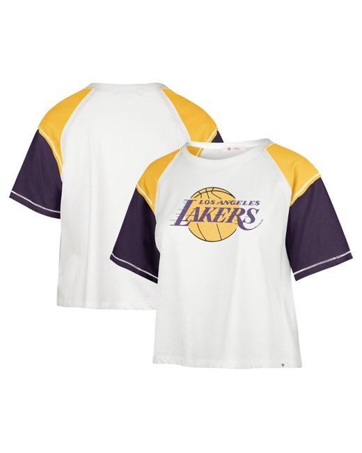 '47 Brand 47 Brand Distressed Los Angeles Lakers Premier Raglan Cropped T-shirt