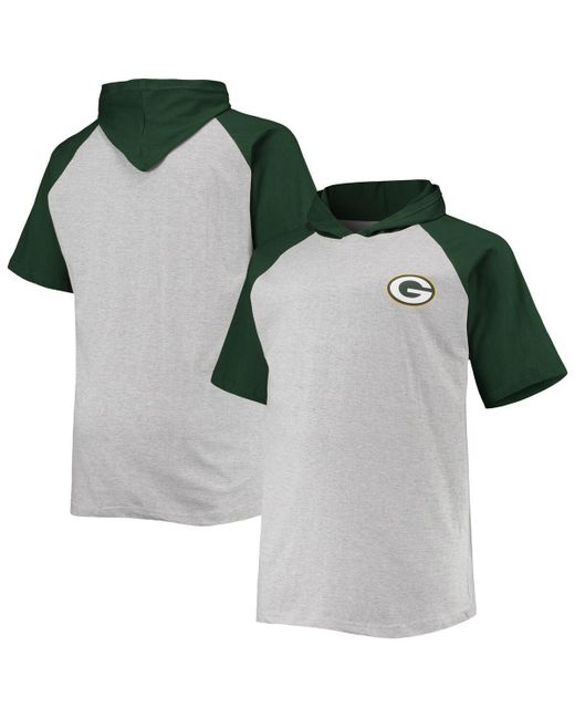 Profile Green Bay Packers Big and Tall Raglan Short Sleeve Pullover Hoodie