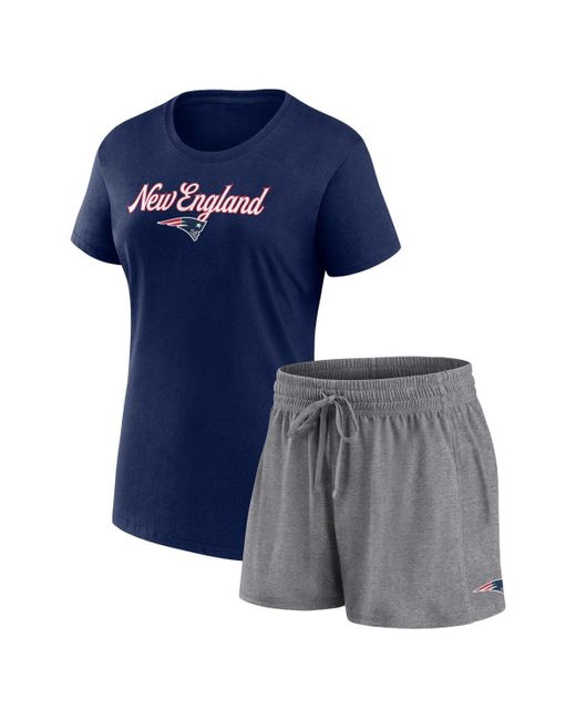 Fanatics Heather Charcoal New England Patriots Script T-shirt and Shorts Lounge Set