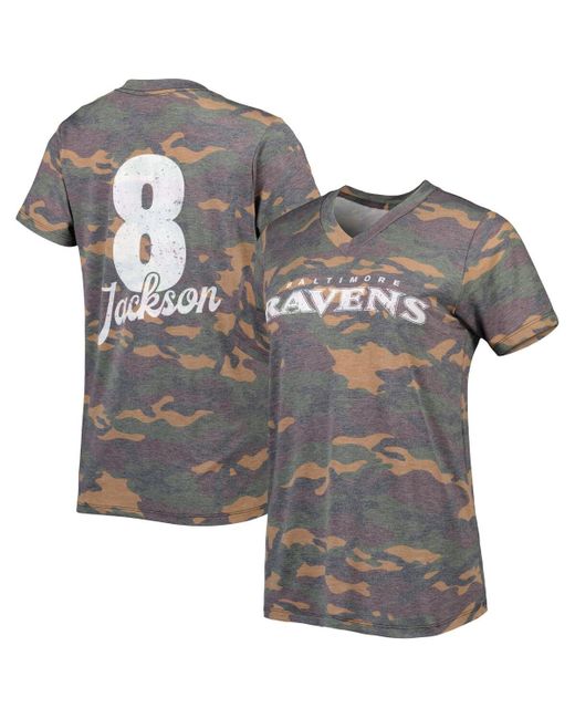 Majestic Threads Lamar Jackson Baltimore Ravens Name Number V-Neck Tri-Blend T-shirt
