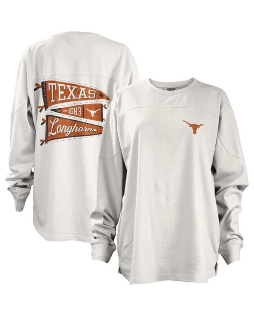 Pressbox Texas Longhorns Pennant Stack Oversized Long Sleeve T-shirt