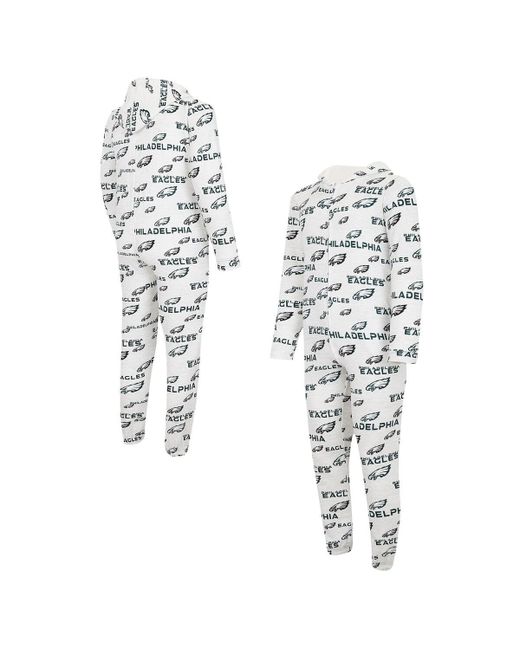 Concepts Sport Philadelphia Eagles Allover Print Docket Union Full-Zip Hooded Pajama Suit