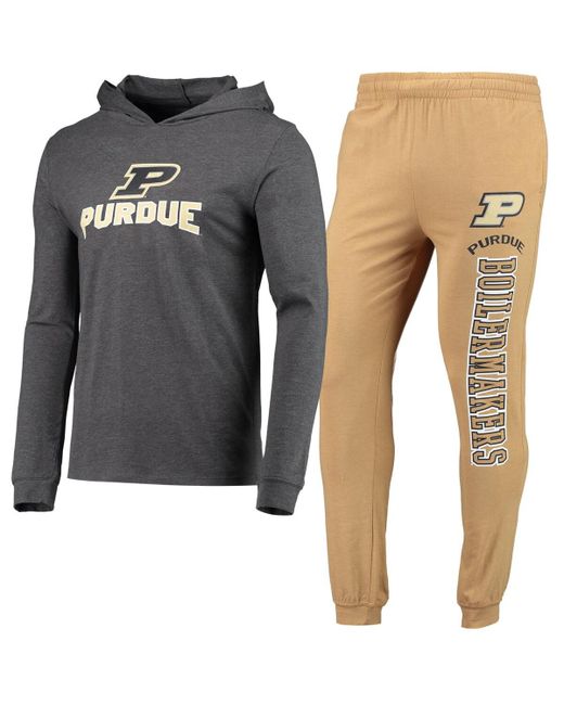 Concepts Sport Heather Charcoal Purdue Boilermakers Meter Long Sleeve Hoodie T-shirt and Jogger Pajama Set