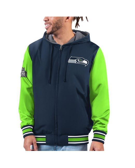 G-iii Sports By Carl Banks Neon Green Seattle Seahawks Commemorative Reversible Full-Zip Jacket