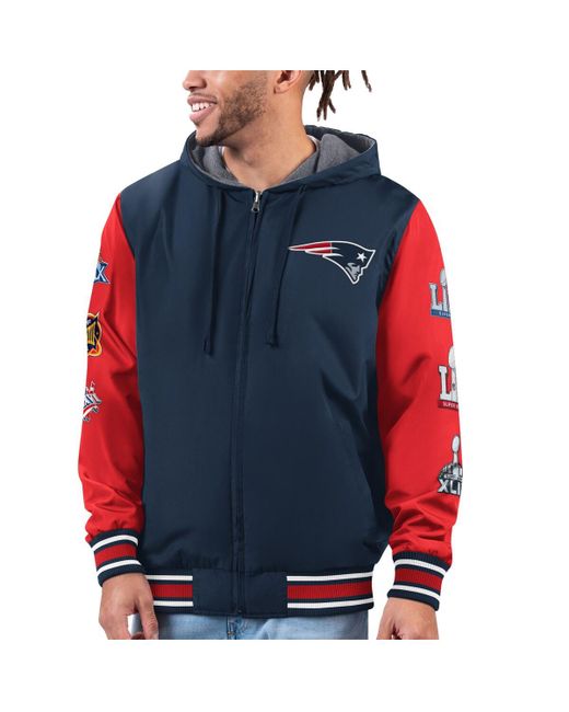 G-iii Sports By Carl Banks Red New England Patriots Commemorative Reversible Full-Zip Jacket