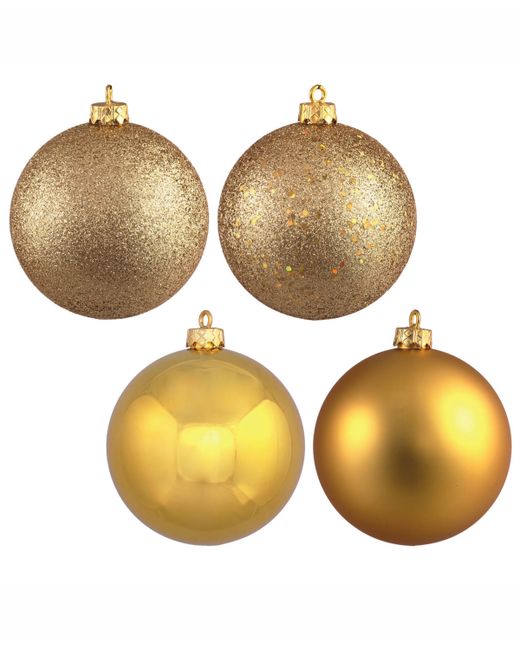 Vickerman 10 Gold 4-Finish Ball Christmas Ornament 4 Per Bag