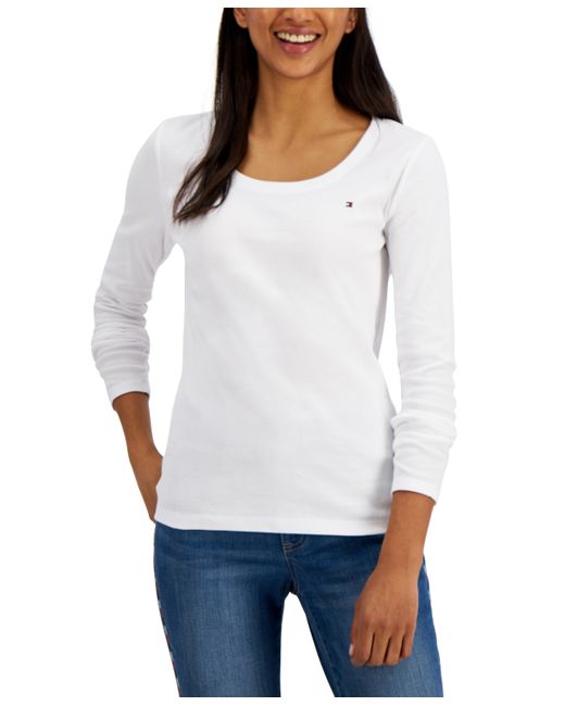 Tommy Hilfiger Solid Scoop-Neck Long-Sleeve Top