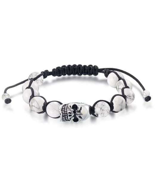 Andrew Charles By Andy Hilfiger Onyx Bead Skull Bolo Bracelet Stainless Steel Also Tigers Eye