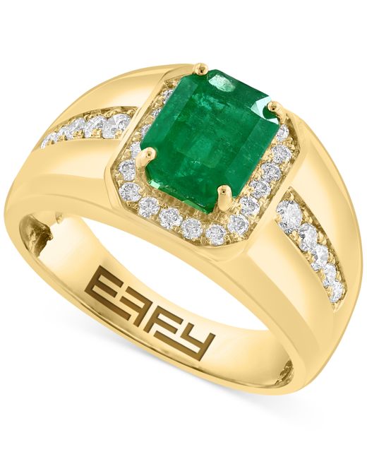 Effy Collection Effy Emerald 2-1/5 ct. t.w. Diamond 1/2 Halo Ring 14k Gold
