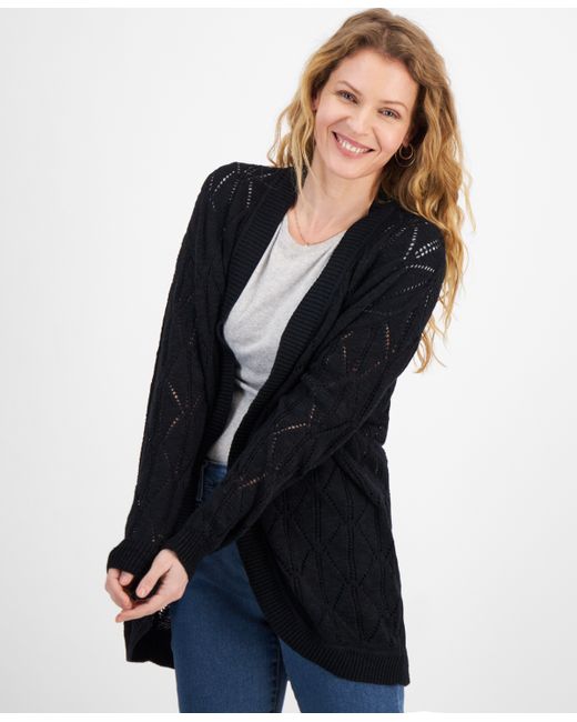 Style & Co Pointelle Open-Front Cardigan Created for