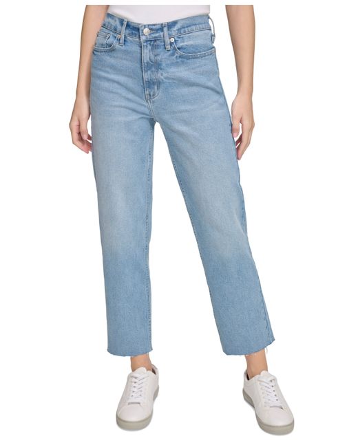 Calvin Klein Jeans Raw-Hem Straight-Leg Denim Jeans