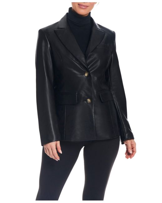 Sanctuary Faux Leather Single-Breasted Blazer Jacket with Corset Back