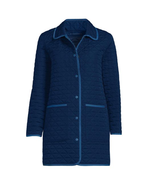 Lands' End Petite Insulated Reversible Barn Coat blue check