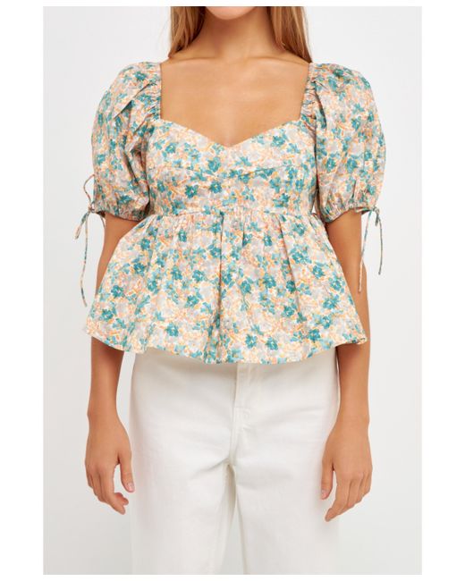 English Factory Floral Puff Sleeve Top