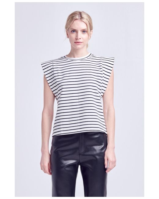 English Factory Stripe Sleeveless T-shirt black