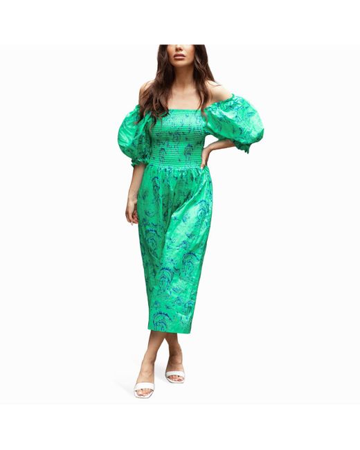 Jessie Zhao New York Fairytale Smocked Midi Dress