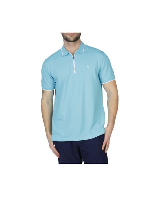 TailorByrd Pique Zipper Polo Shirt with Tipping