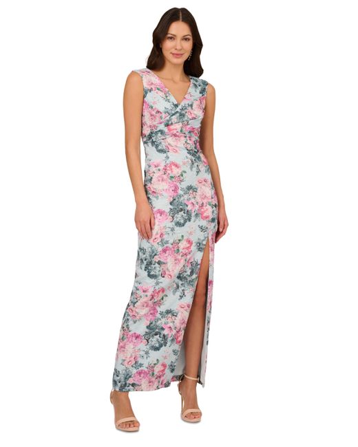 Adrianna Papell Sleeveless Floral Jacquard Gown
