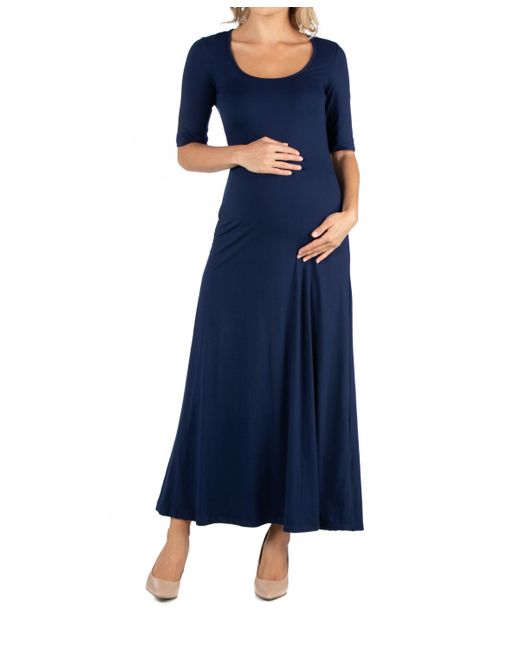 24seven Comfort Apparel Casual Maternity Maxi Dress with Sleeves