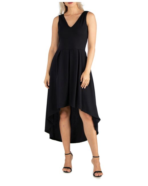 24seven Comfort Apparel Sleeveless Fit and Flare High Low Dress