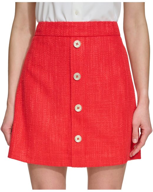 Dkny Faux-Button-Front Tweed Mini Skirt
