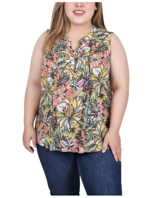 Ny Collection Plus Sleeveless Pintucked Blouse