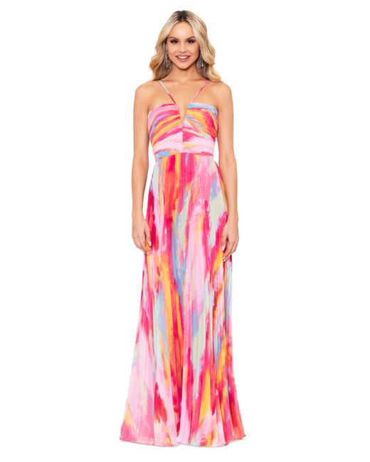 Xscape Pleated Halter Gown