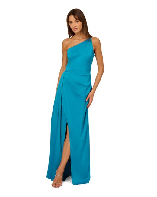 Adrianna by Adrianna Papell One-Shoulder Stretch Satin Gown