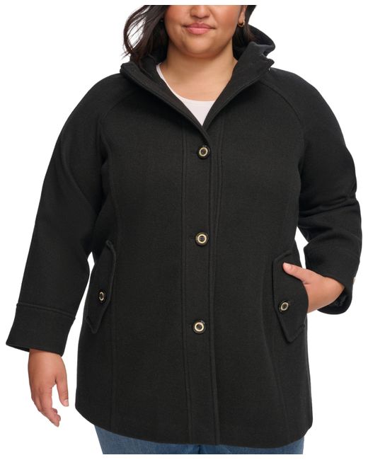 Tommy Hilfiger Plus Hooded Button-Front Coat Created for