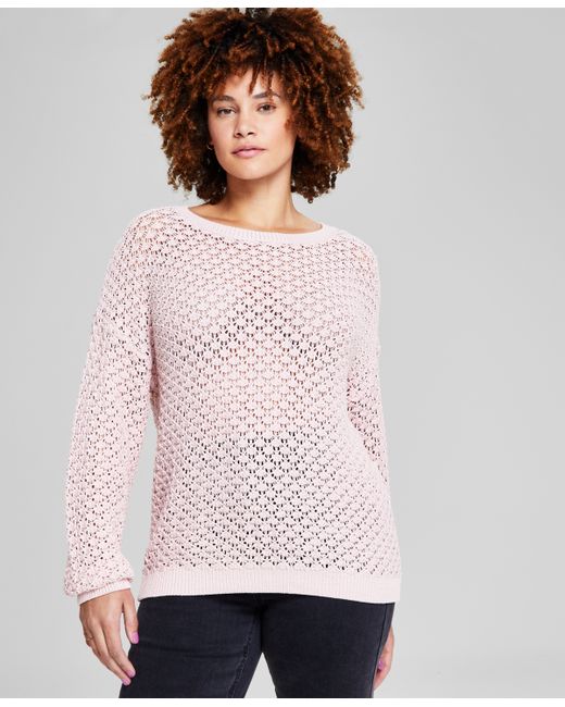 And Now This Pointelle-Knit Long-Sleeve Sweater Created for Macy