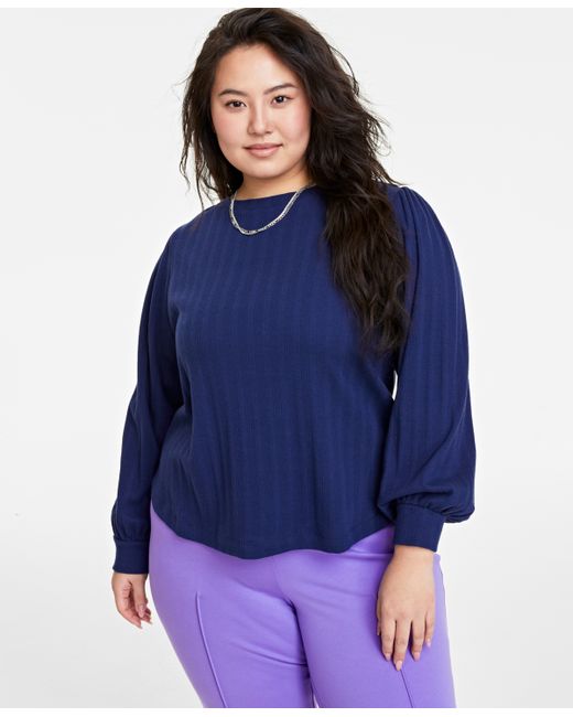 On 34th Plus Pointelle-Rib Long-Sleeve Top Created for